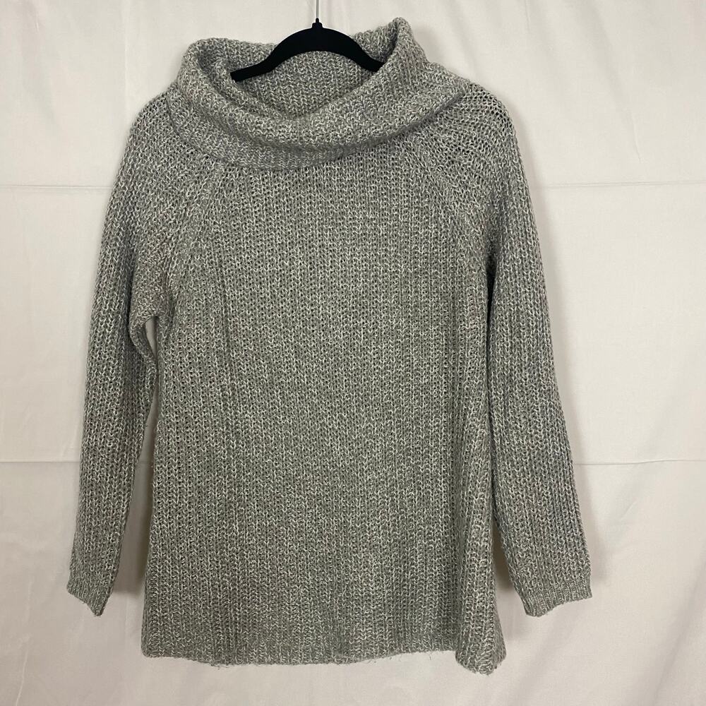 RD Style Chunky Knit Cowl Neck Sweater Soft Warm Oversized Pullover Gray Small